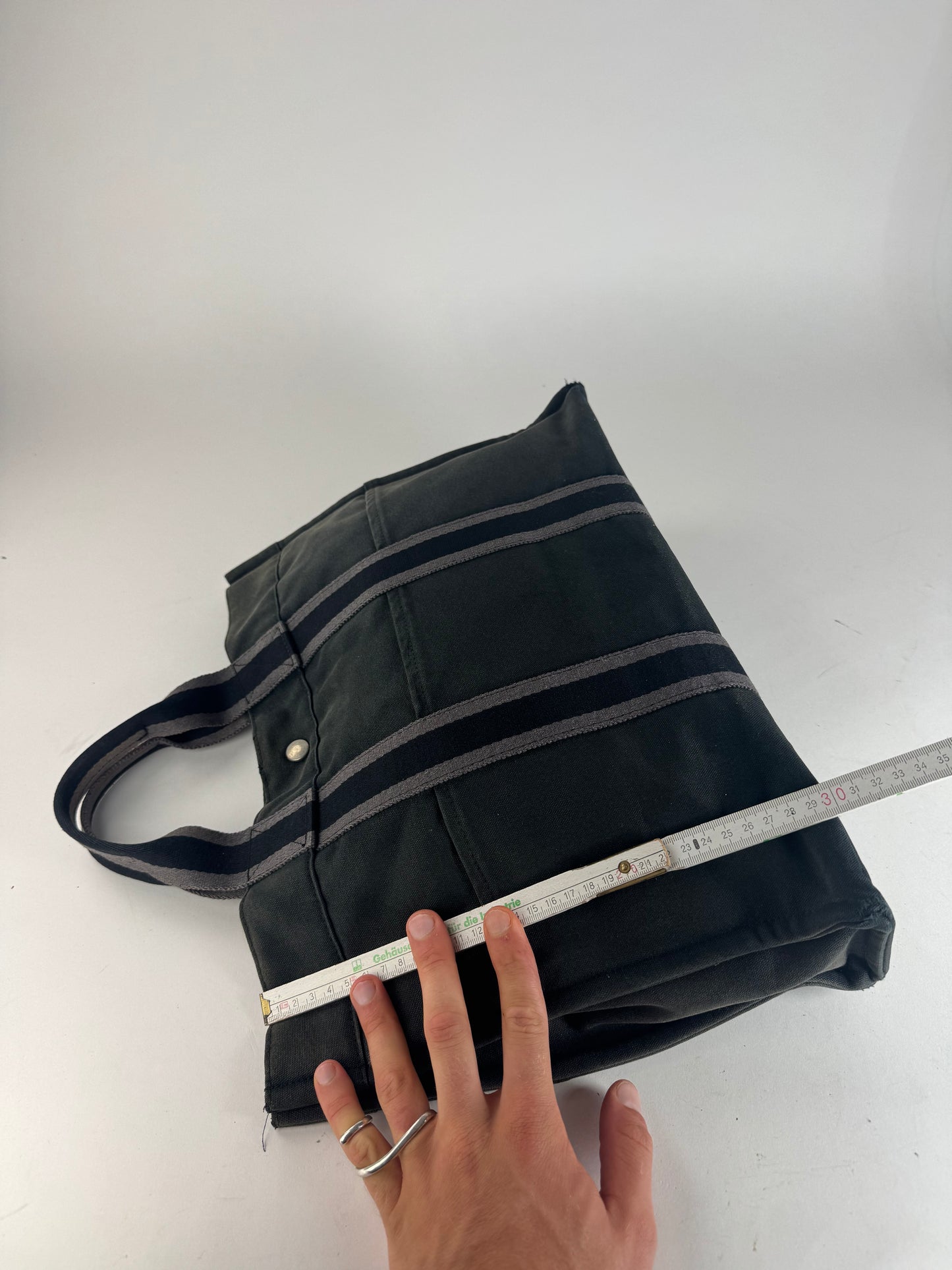 Vintage Hermes Canvas Tote Bag black Grey