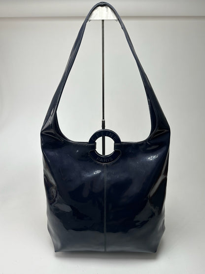 Vintage Celine Paris Patent Leather Ring bag navy