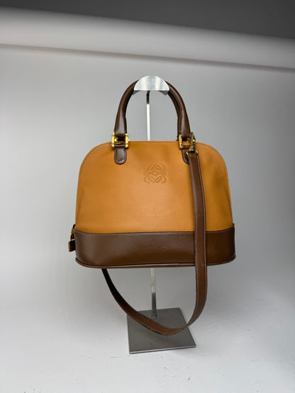 Sac vintage en cuir Loewe 2 voies orange marron