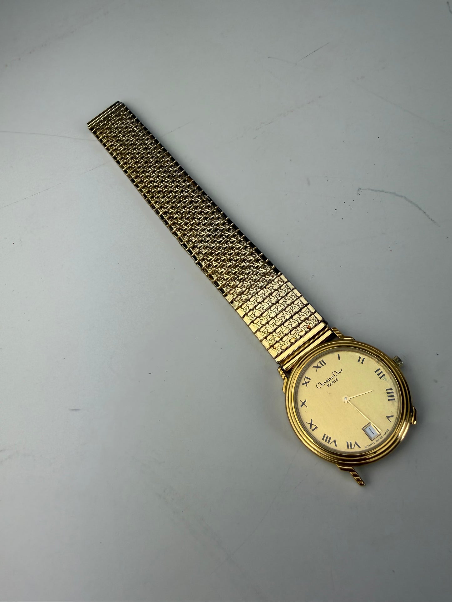 Vintage Dior Gold Mesh Bracelet Watch Gold-Tone