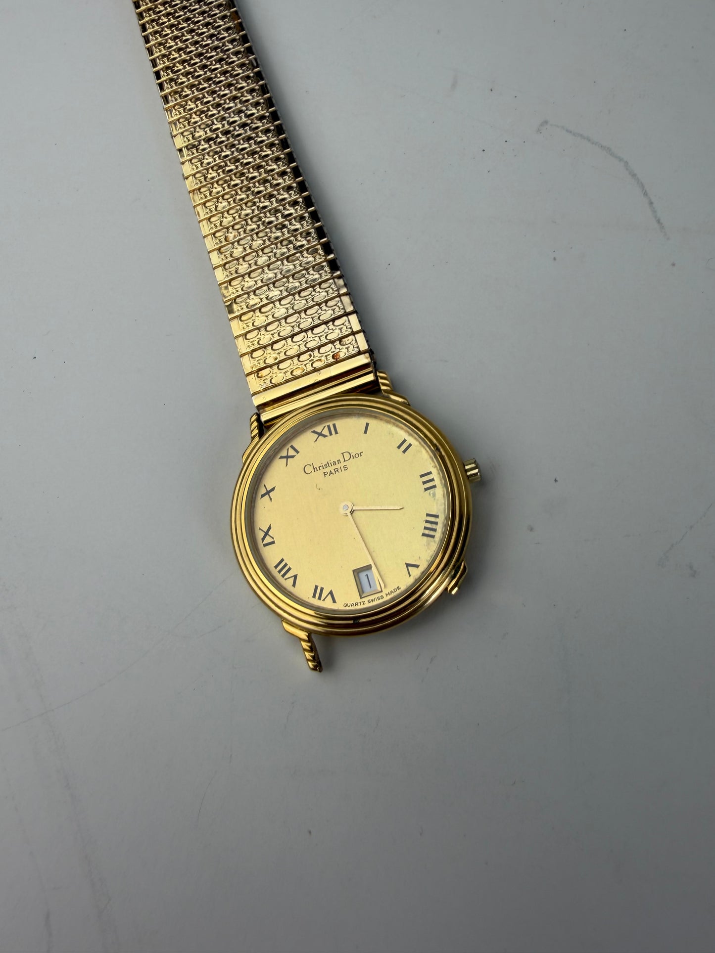 Vintage Dior Gold Mesh Bracelet Watch Gold-Tone