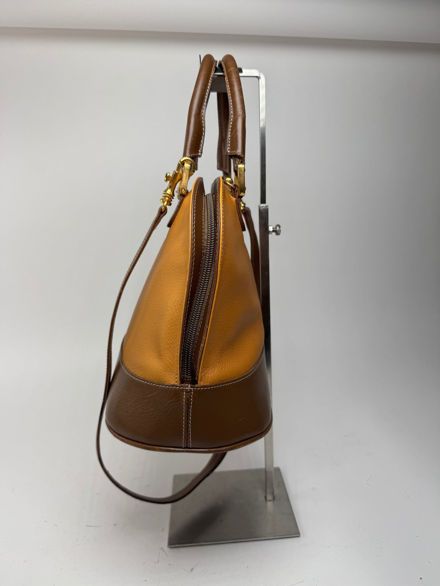 Sac vintage en cuir Loewe 2 voies orange marron