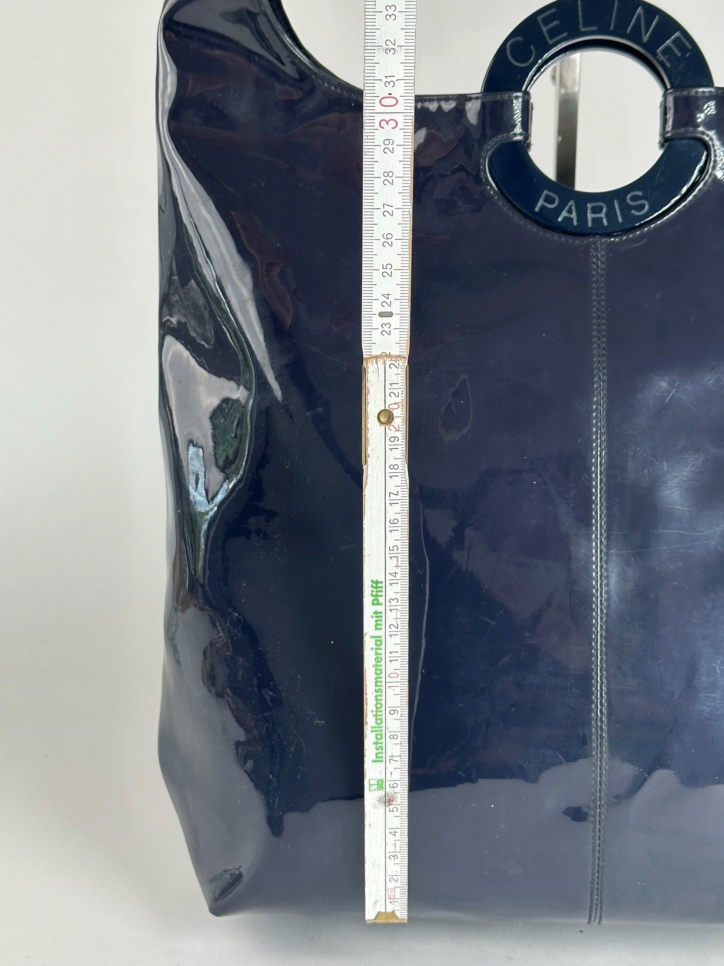 Vintage Celine Paris Patent Leather Ring bag navy