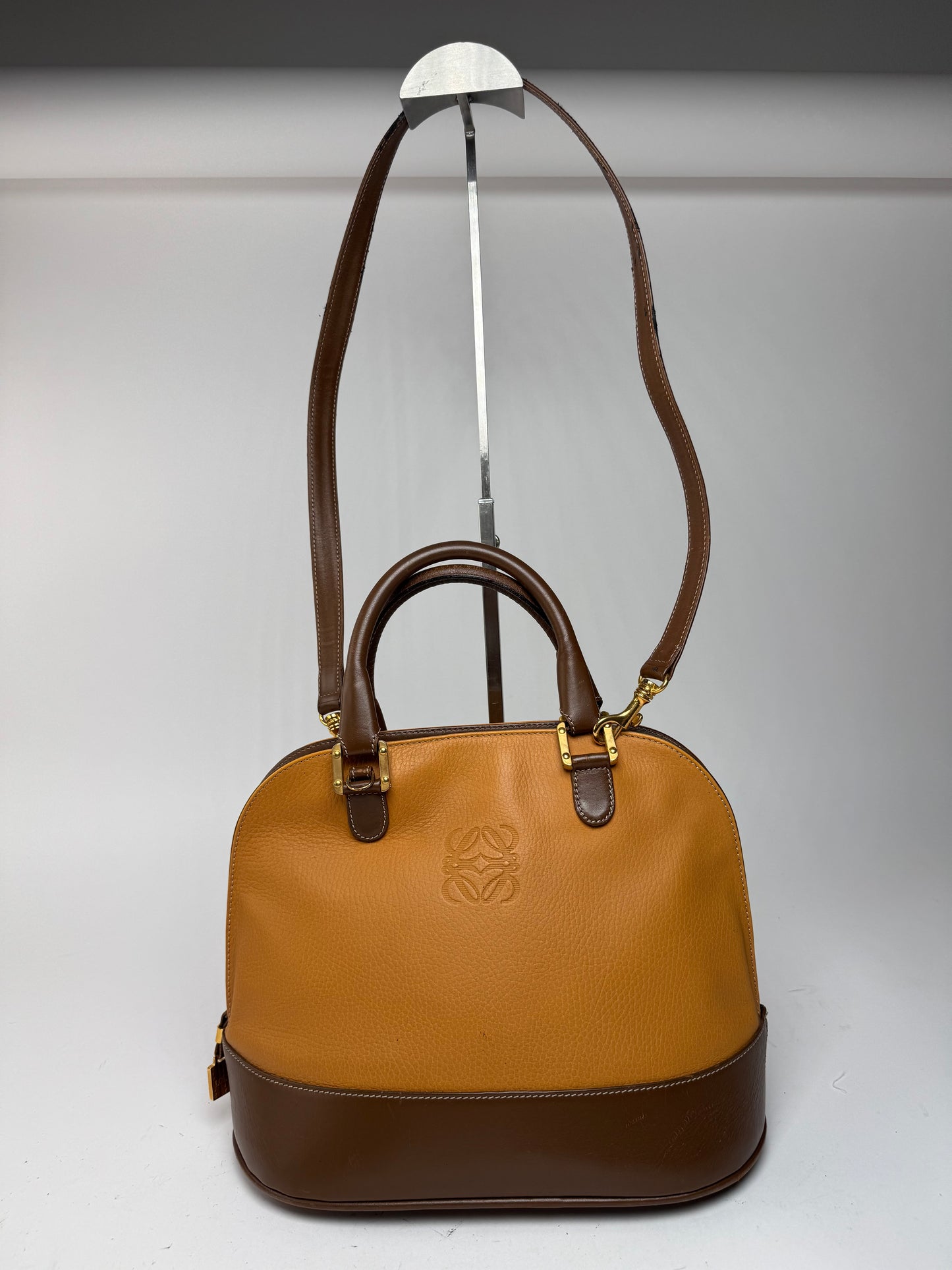 Sac vintage en cuir Loewe 2 voies orange marron