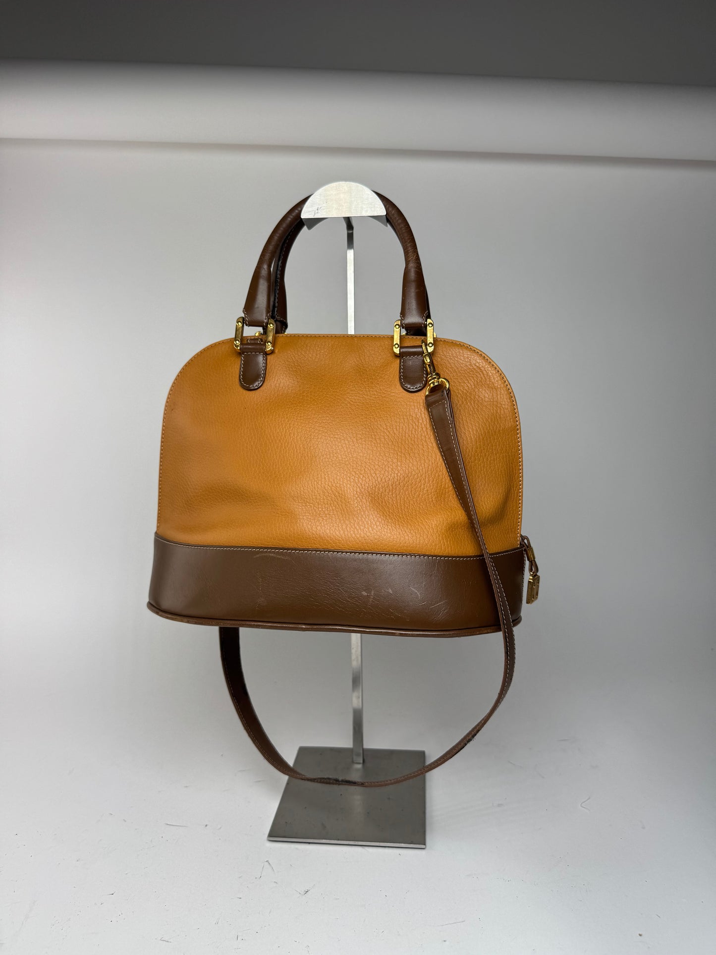 Sac vintage en cuir Loewe 2 voies orange marron