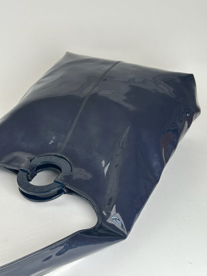 Vintage Celine Paris Patent Leather Ring bag navy