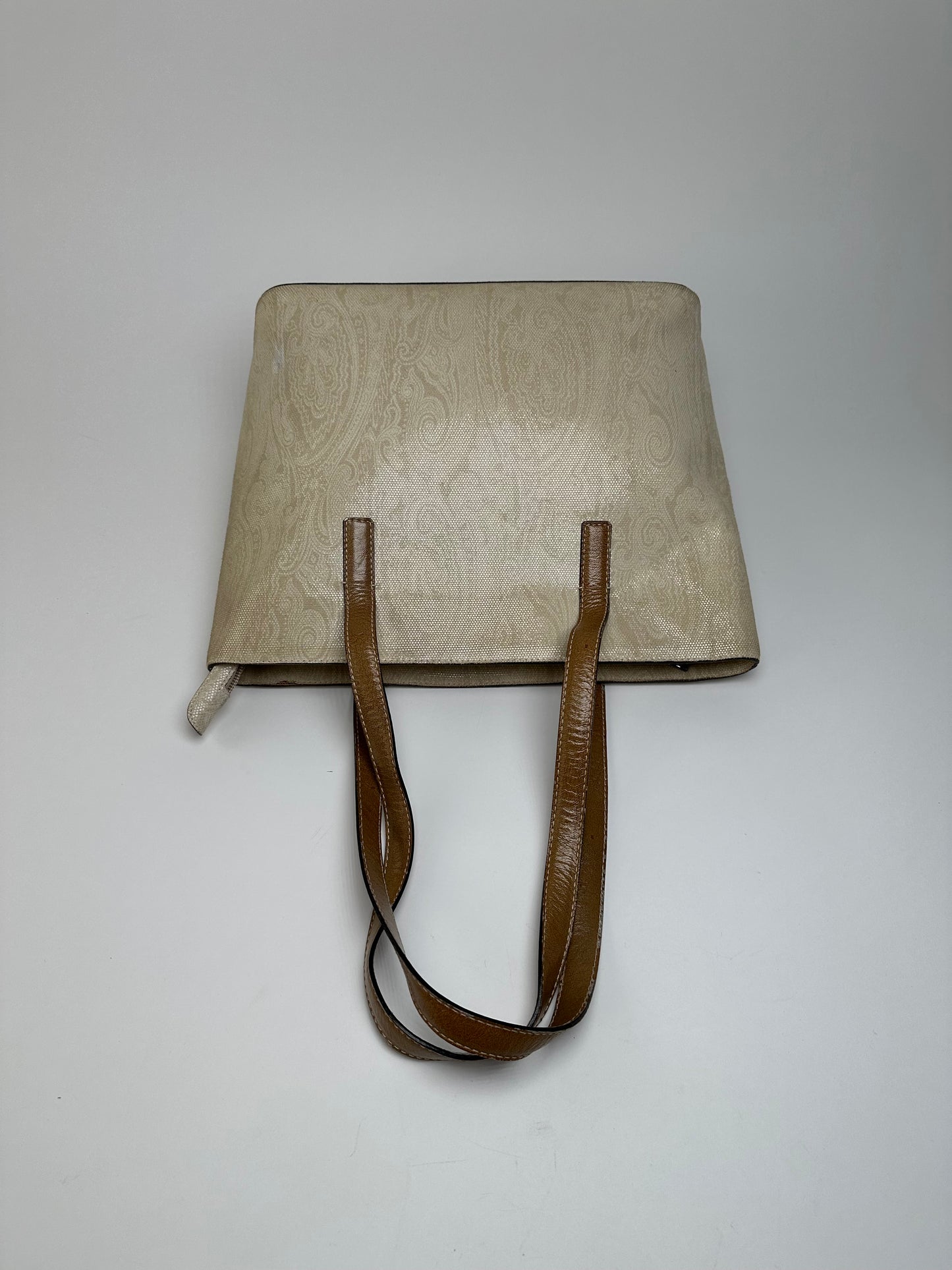 Vintage Etro Paisley Canvas Tote Bag Cream