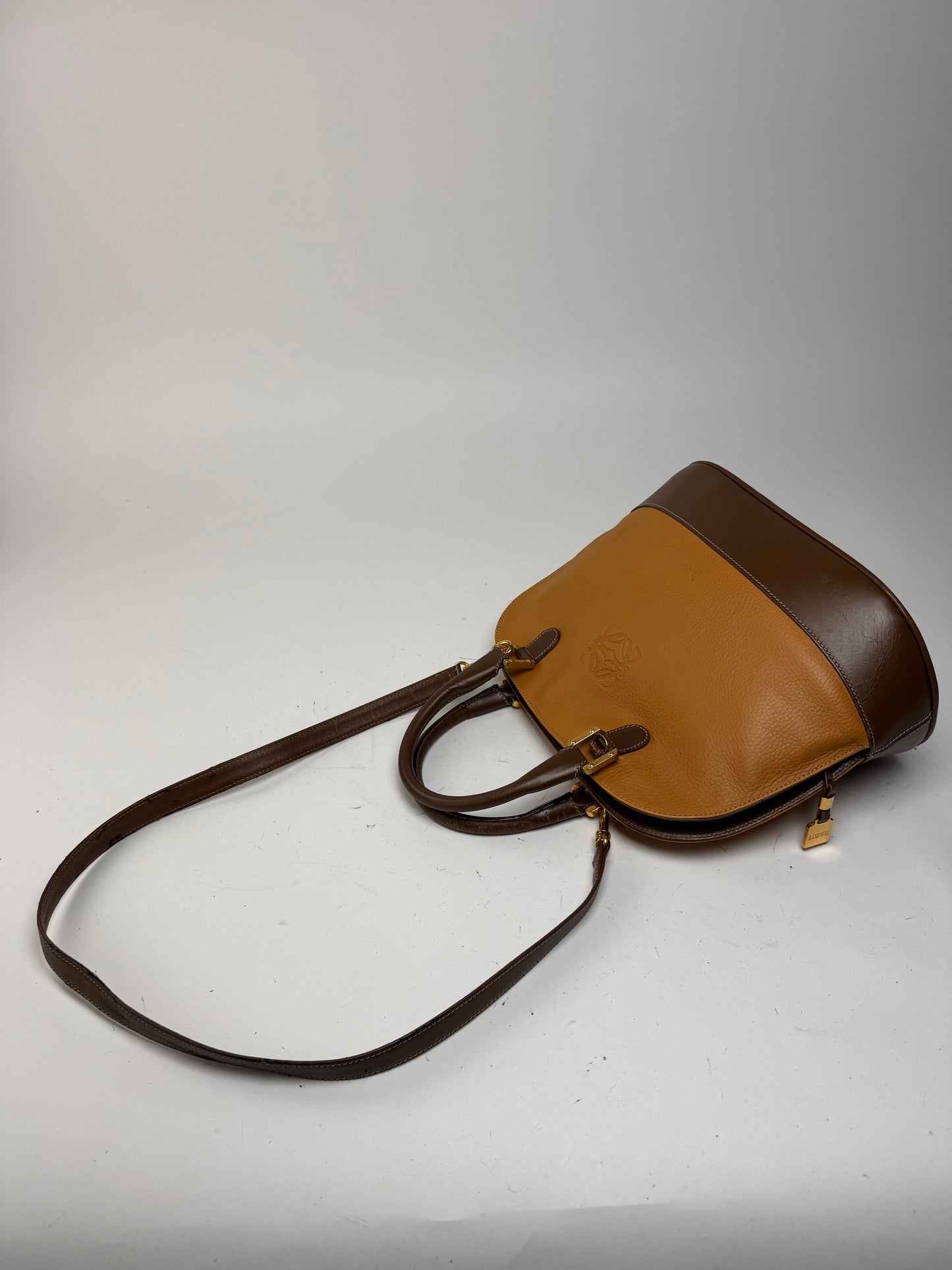 Sac vintage en cuir Loewe 2 voies orange marron