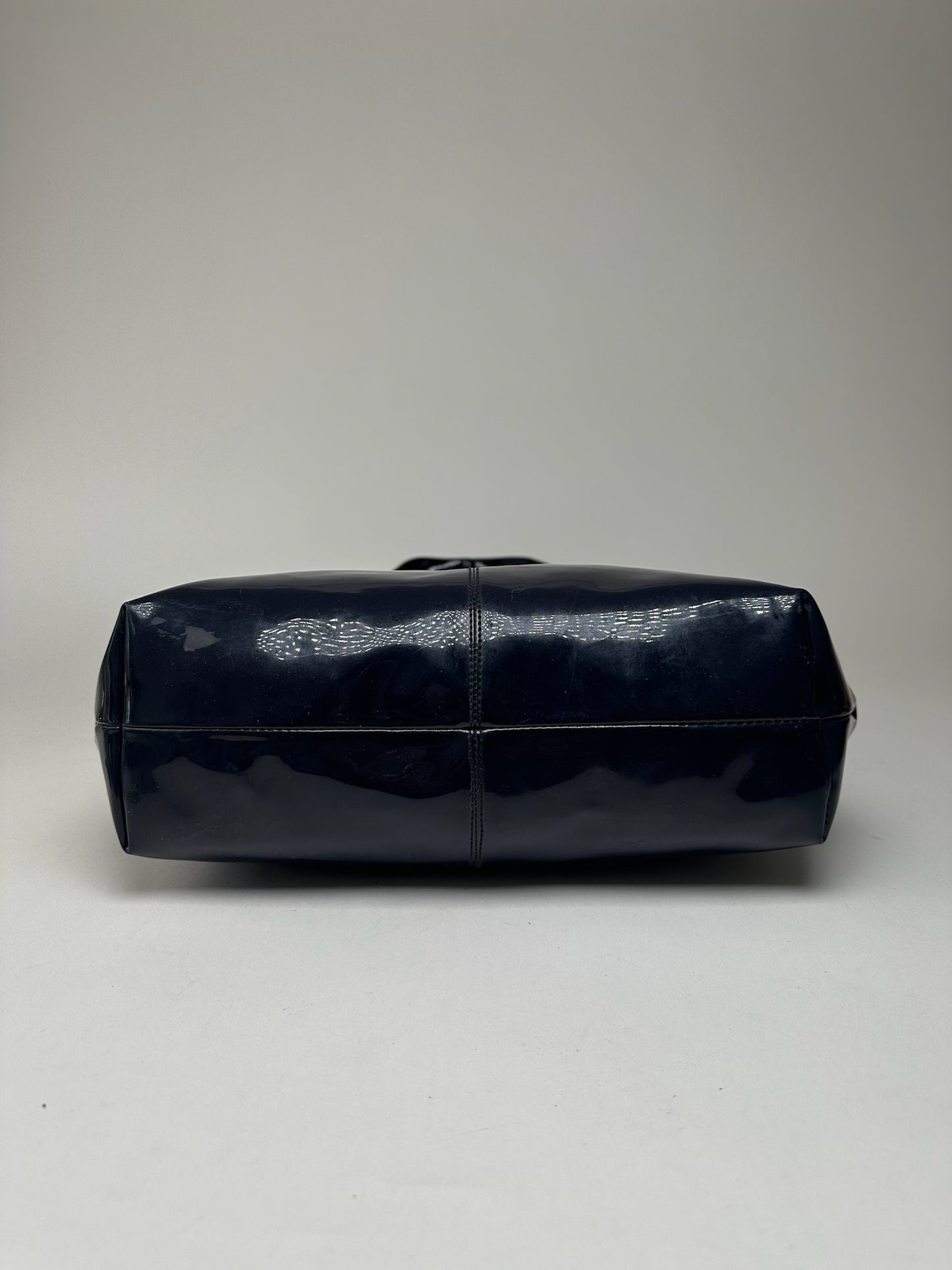 Vintage Celine Paris Patent Leather Ring bag navy