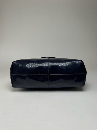 Vintage Celine Paris Patent Leather Ring bag navy