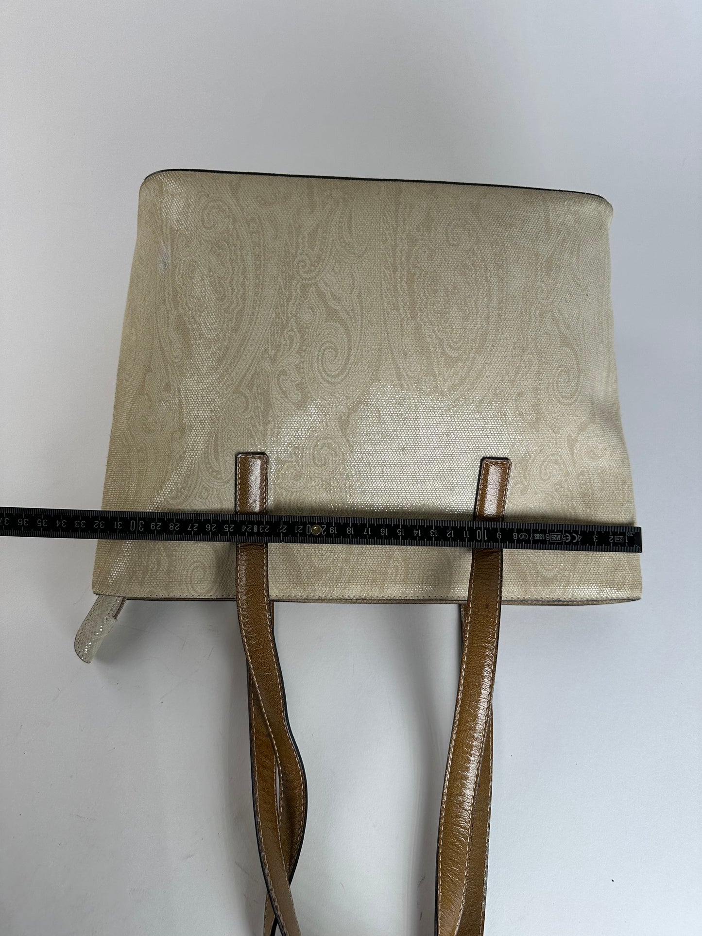 Vintage Etro Paisley Canvas Tote Bag Cream