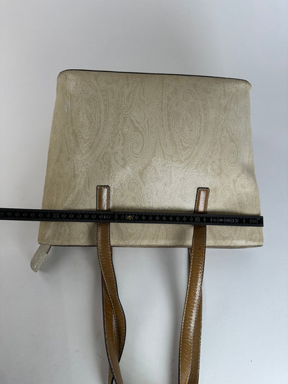 Vintage Etro Paisley Canvas Tote Bag Cream
