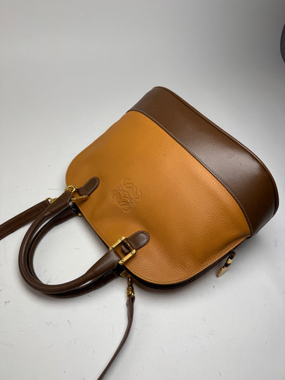 Sac vintage en cuir Loewe 2 voies orange marron