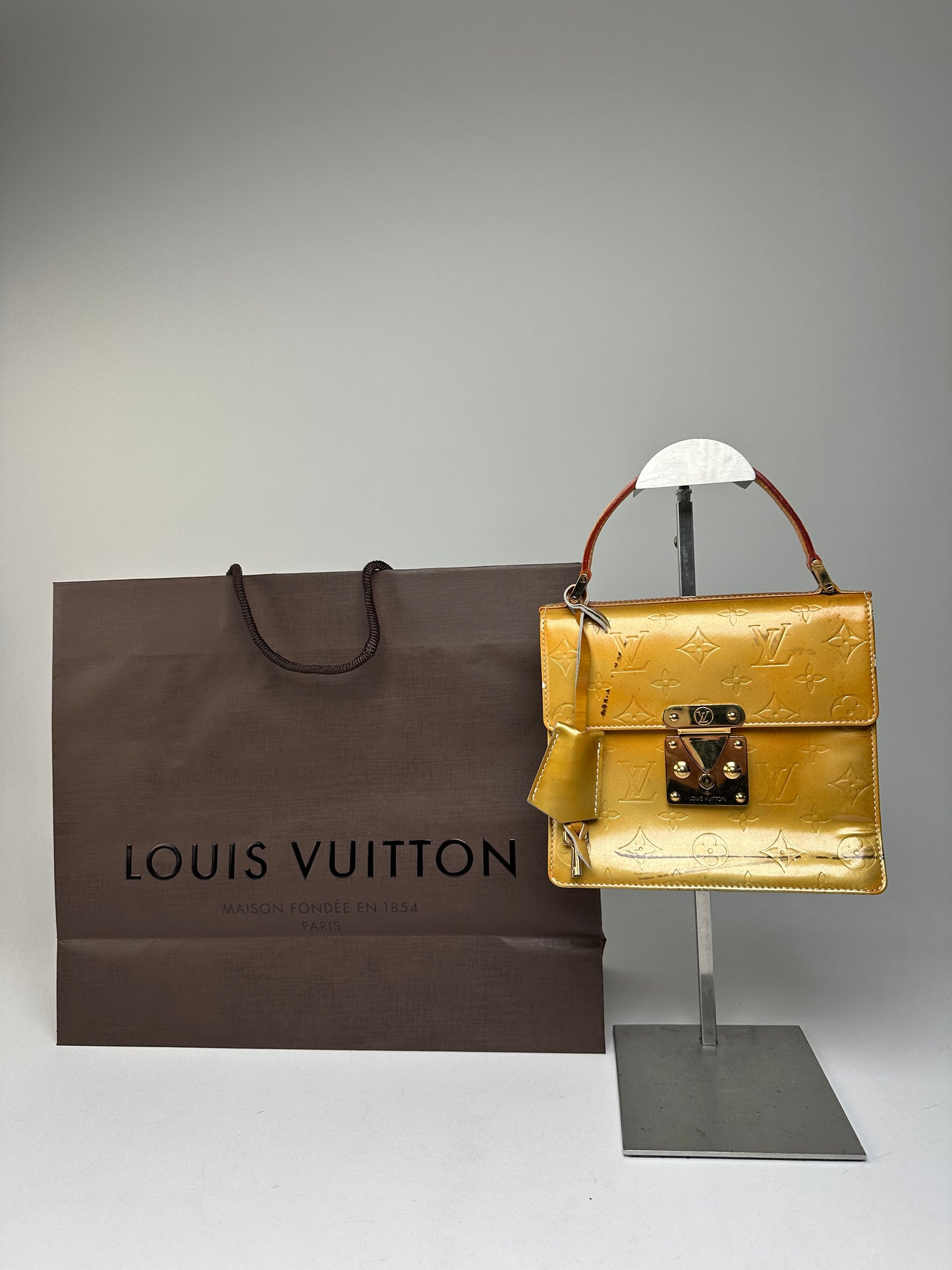 Vintage Louis Vuitton Vernis Leather Handbag Yellow