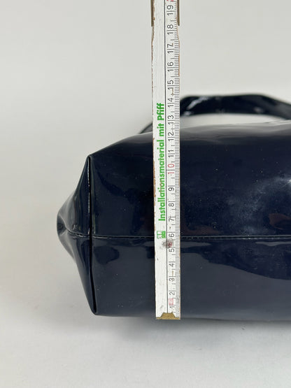 Vintage Celine Paris Patent Leather Ring bag navy