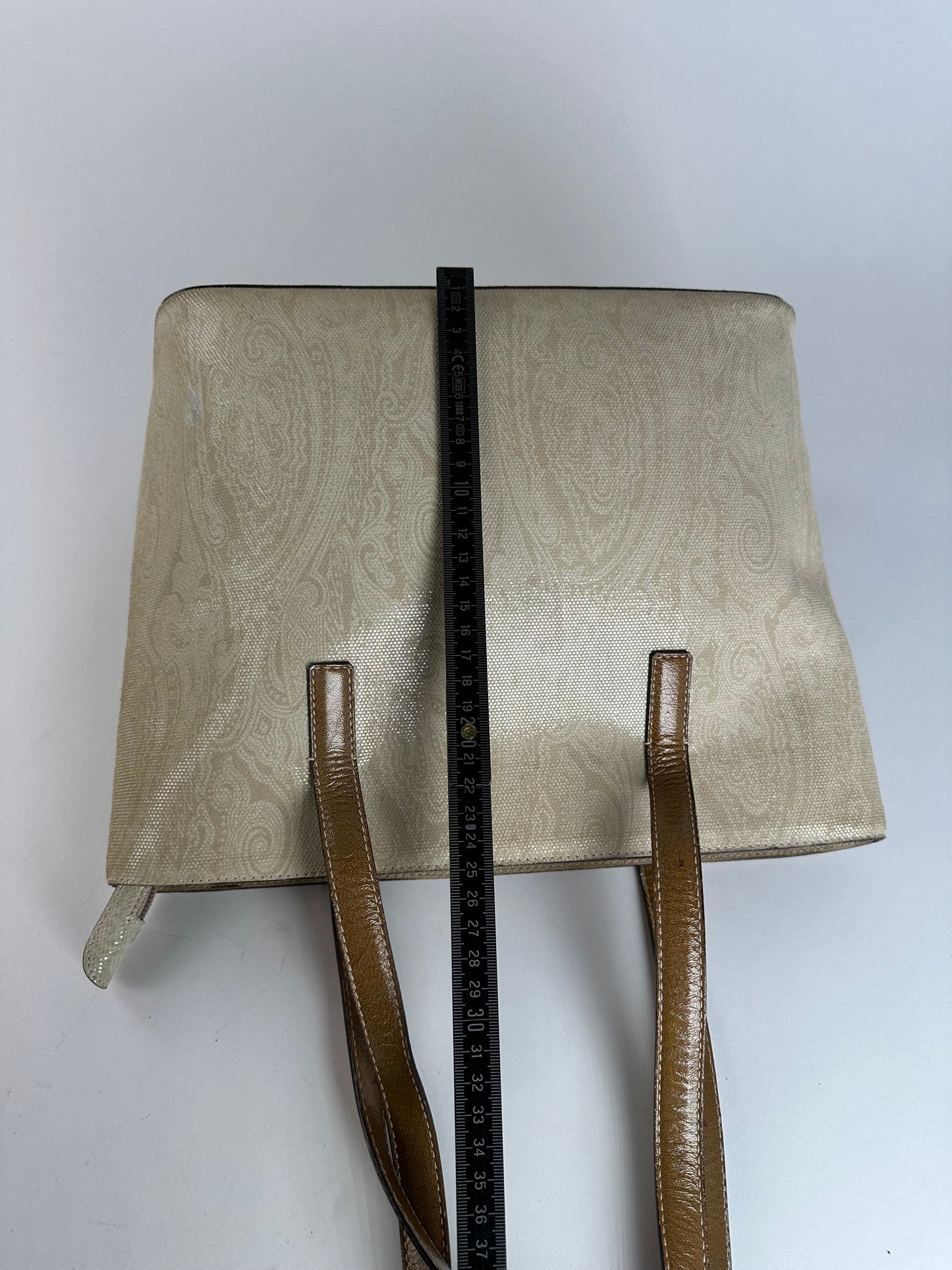 Vintage Etro Paisley Canvas Tote Bag Cream