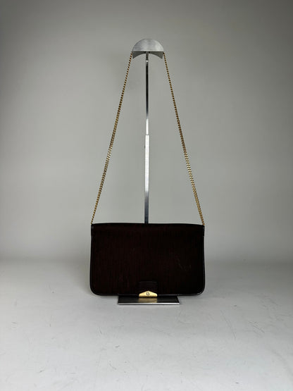 Vintage Dior Monogram Canvas Shoulder Bag Brown Gold