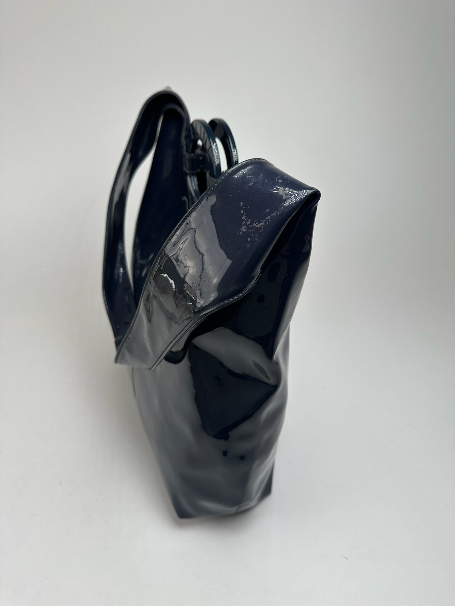 Vintage Celine Paris Patent Leather Ring bag navy