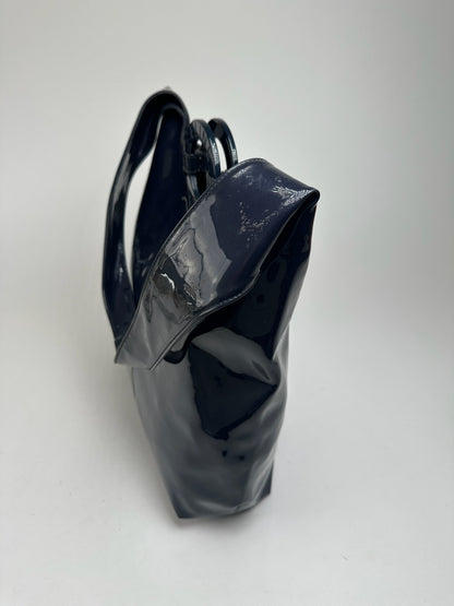Vintage Celine Paris Patent Leather Ring bag navy