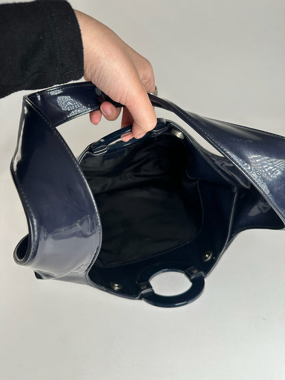 Vintage Celine Paris Patent Leather Ring bag navy