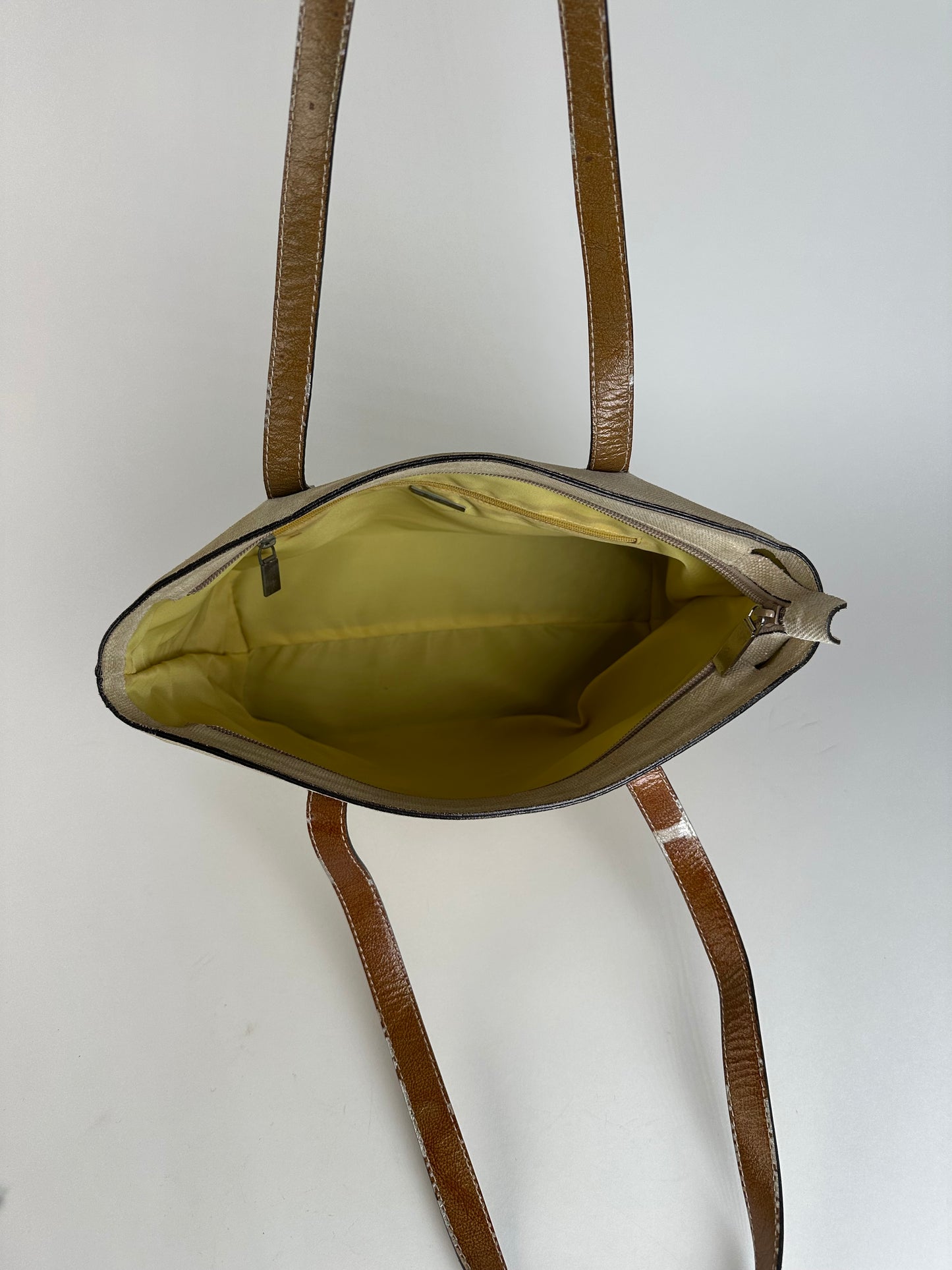 Vintage Etro Paisley Canvas Tote Bag Cream