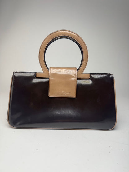 Vintage Salvatore Ferragamo Patent Leather Bag black brown