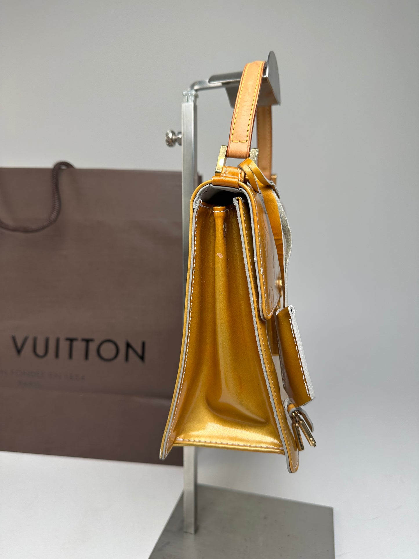 Vintage Louis Vuitton Vernis Leather Handbag Yellow