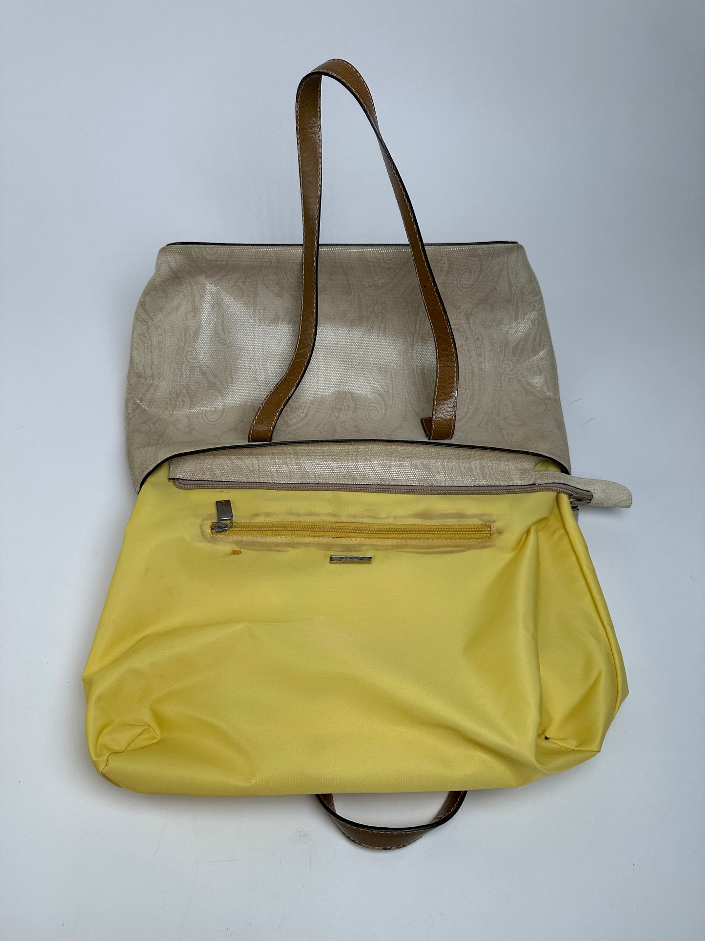 Vintage Etro Paisley Canvas Tote Bag Cream