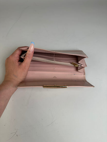 Vintage Cartier Leather Wallet Blush Pink Gold Clasp
