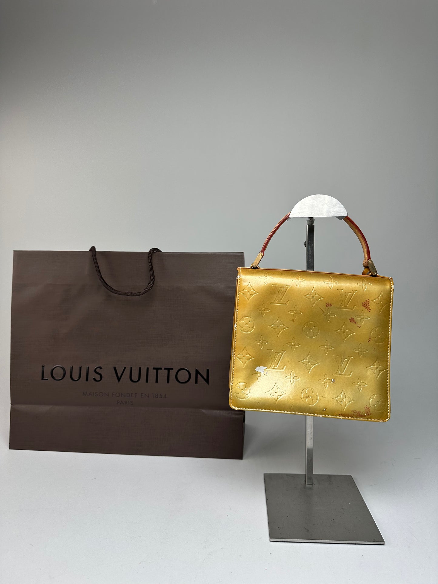 Vintage Louis Vuitton Vernis Leather Handbag Yellow