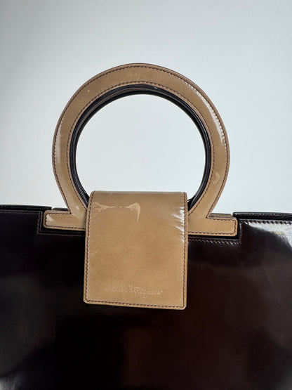 Vintage Salvatore Ferragamo Patent Leather Bag black brown