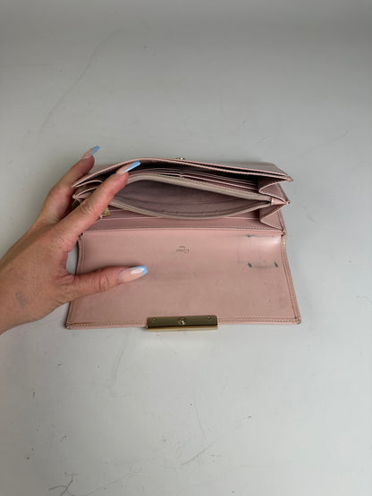 Vintage Cartier Leather Wallet Blush Pink Gold Clasp
