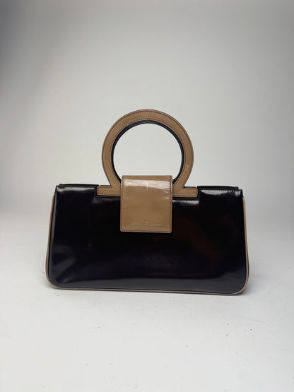 Vintage Salvatore Ferragamo Patent Leather Bag black brown