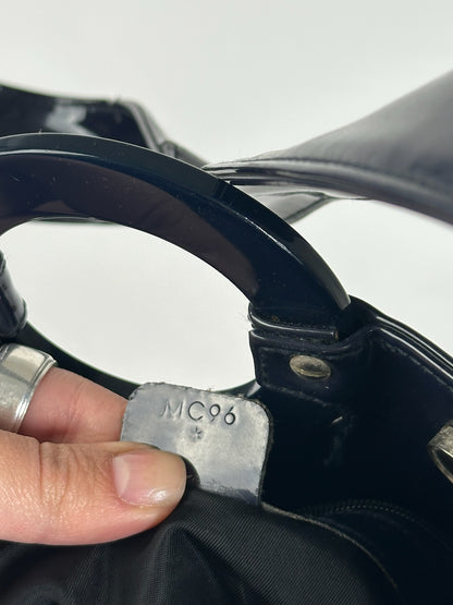 Vintage Celine Paris Patent Leather Ring bag navy