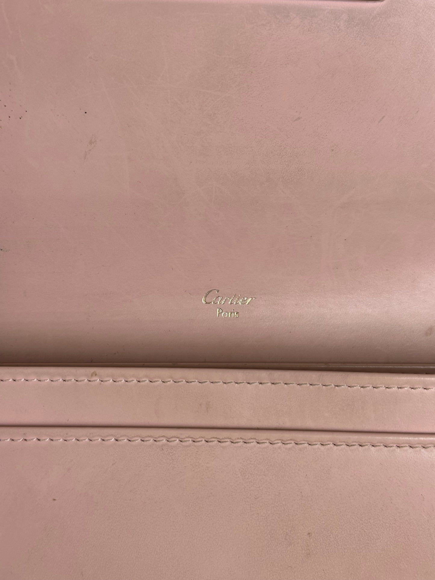 Vintage Cartier Leather Wallet Blush Pink Gold Clasp