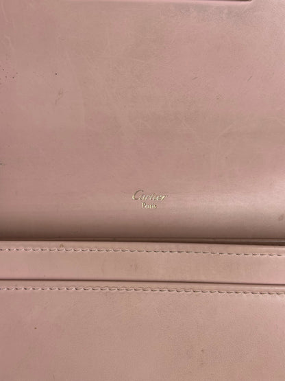 Vintage Cartier Leather Wallet Blush Pink Gold Clasp