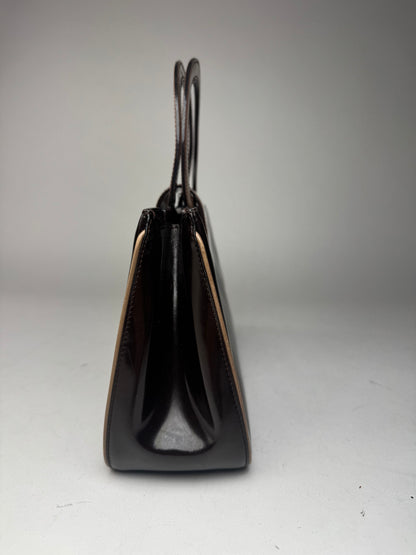 Vintage Salvatore Ferragamo Patent Leather Bag black brown