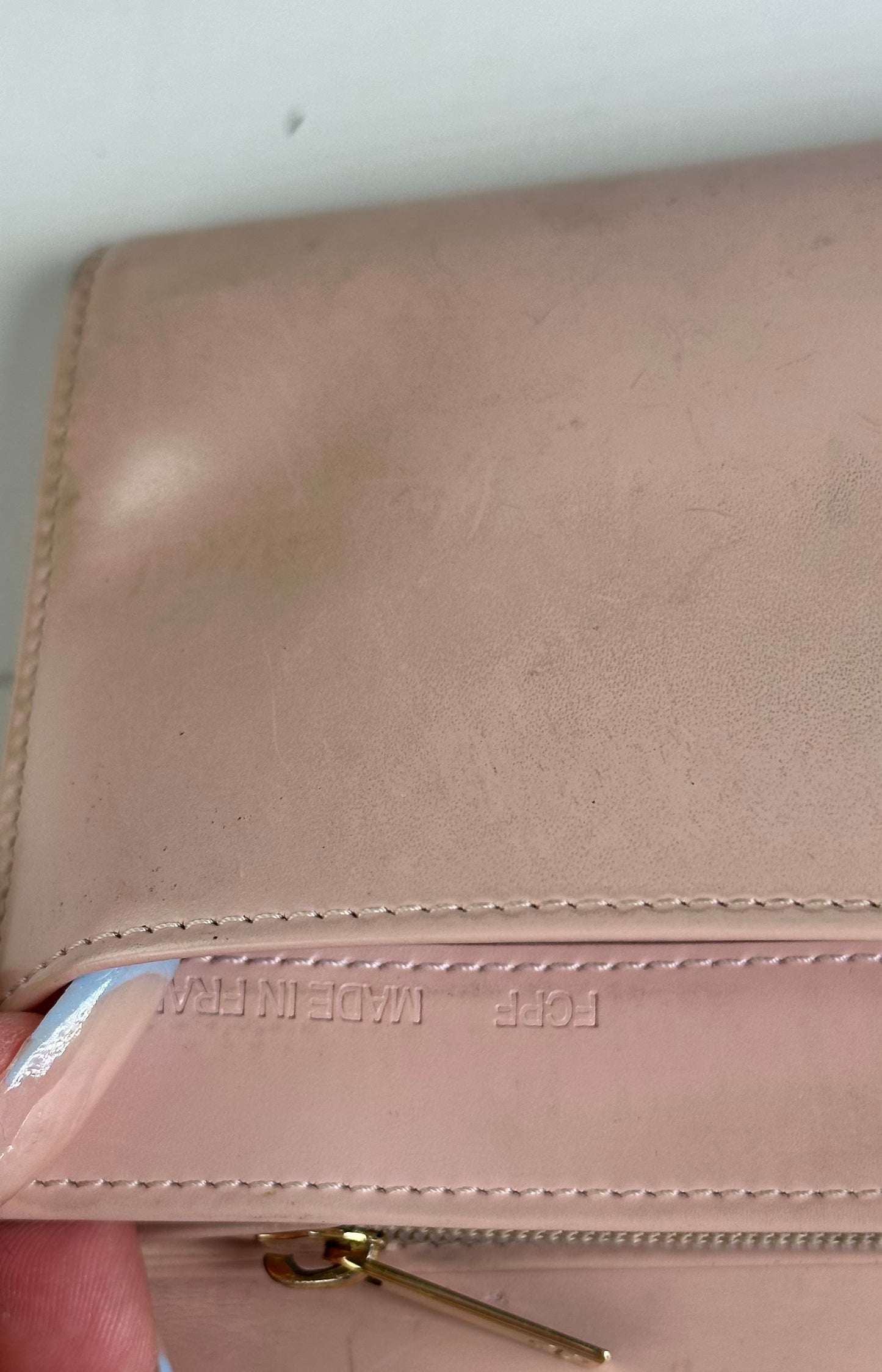 Vintage Cartier Leather Wallet Blush Pink Gold Clasp