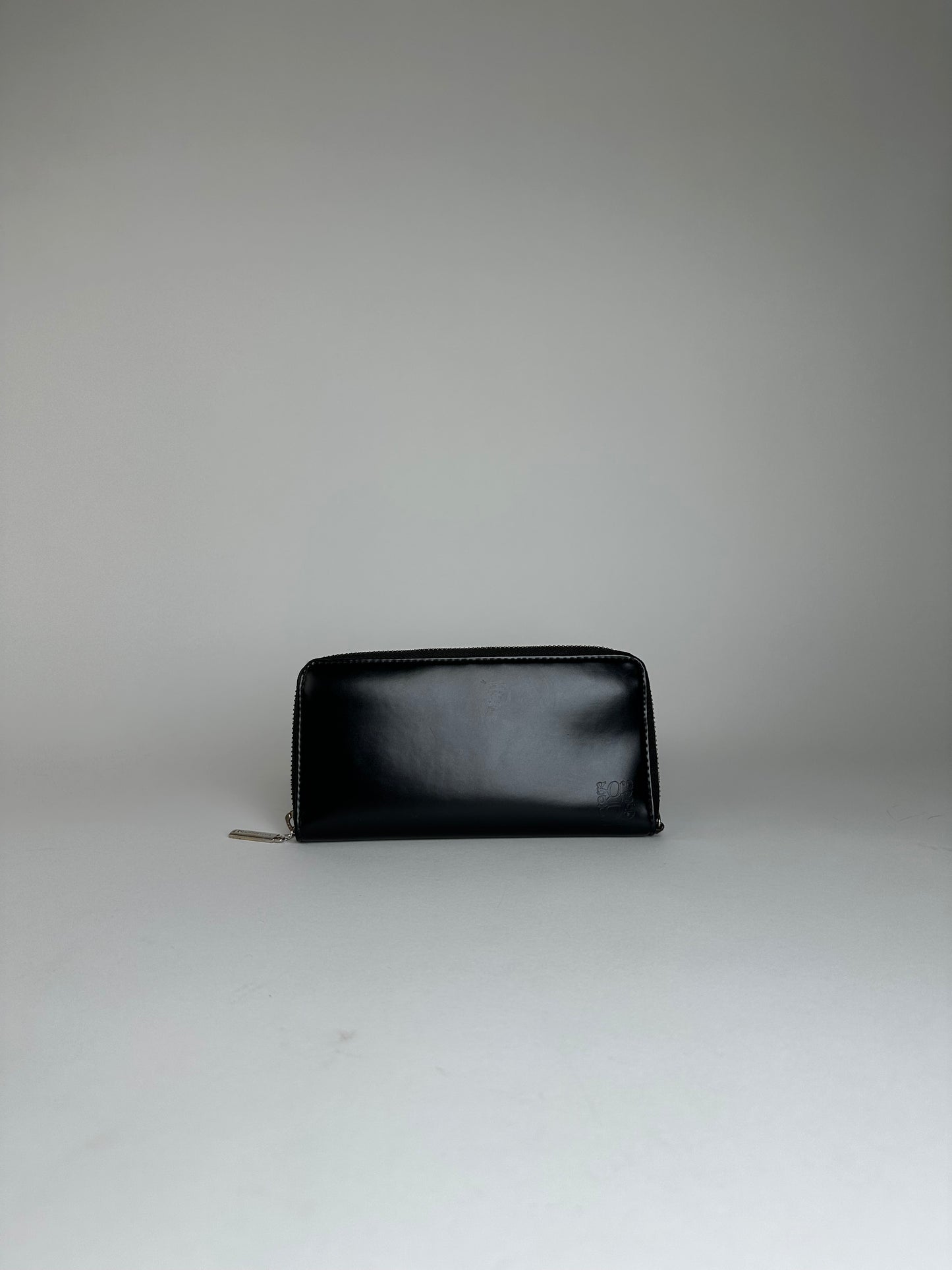 Vintage Junko Koshino Zip-Around Wallet Leather Black