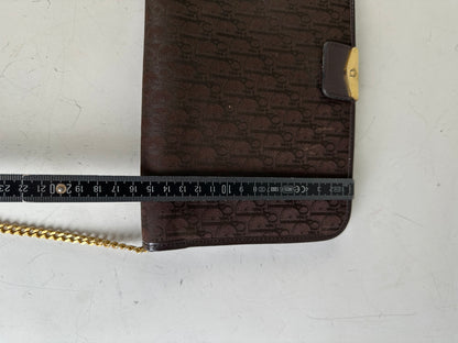 Vintage Dior Monogram Canvas Shoulder Bag Brown Gold