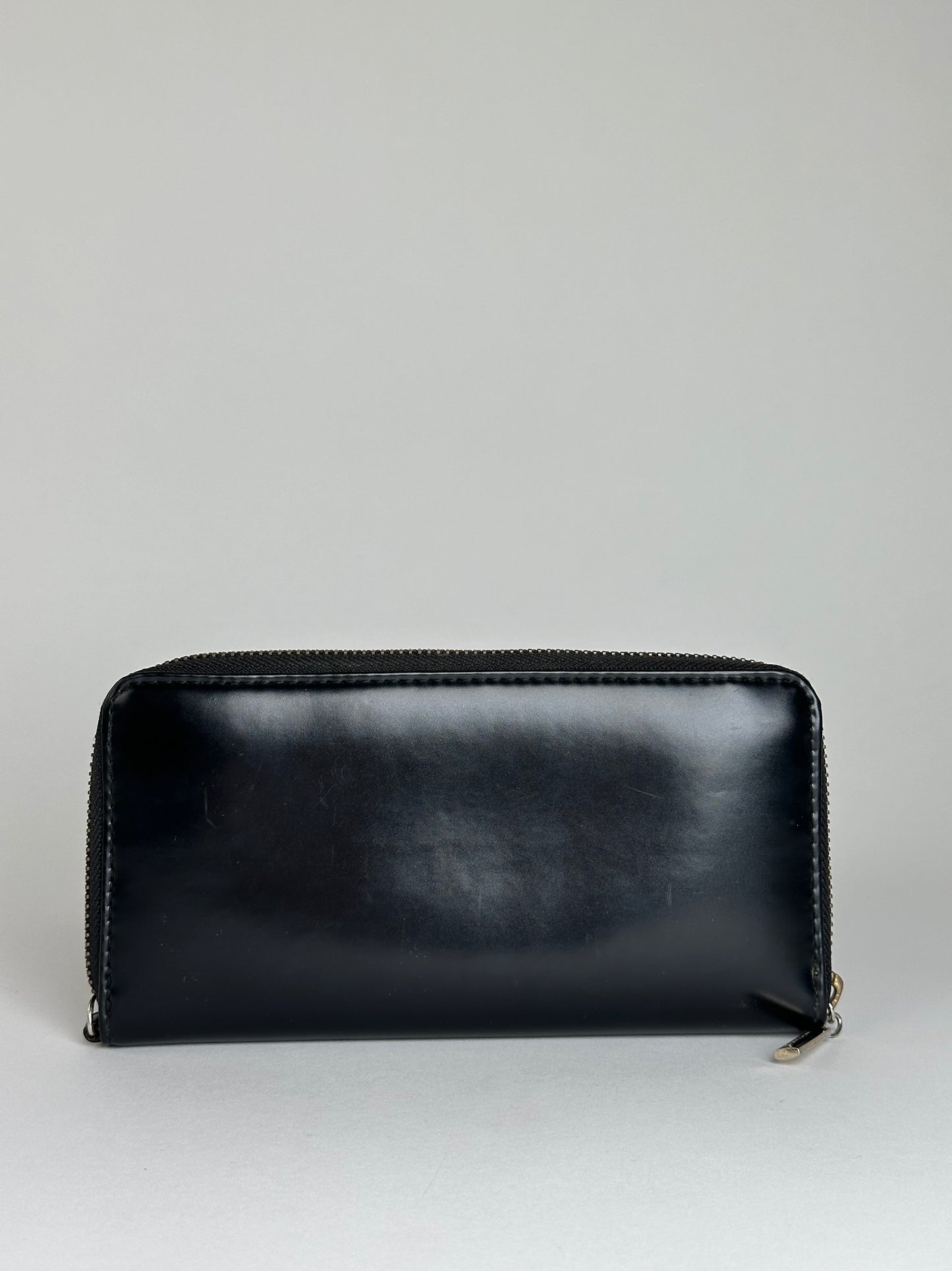 Vintage Junko Koshino Zip-Around Wallet Leather Black