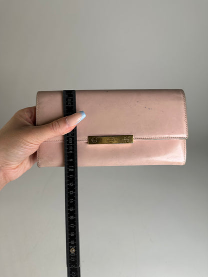 Vintage Cartier Leather Wallet Blush Pink Gold Clasp