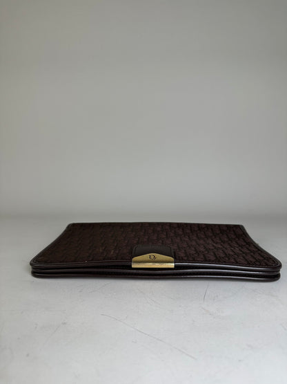 Vintage Dior Monogram Canvas Shoulder Bag Brown Gold