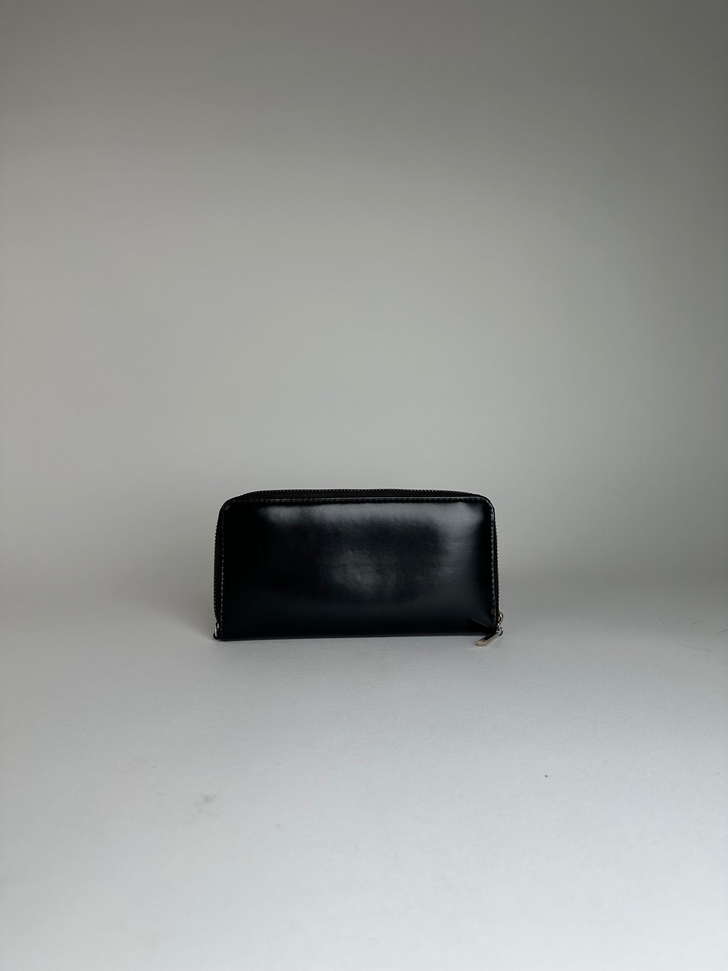 Vintage Junko Koshino Zip-Around Wallet Leather Black