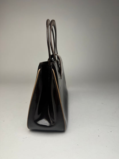 Vintage Salvatore Ferragamo Patent Leather Bag black brown