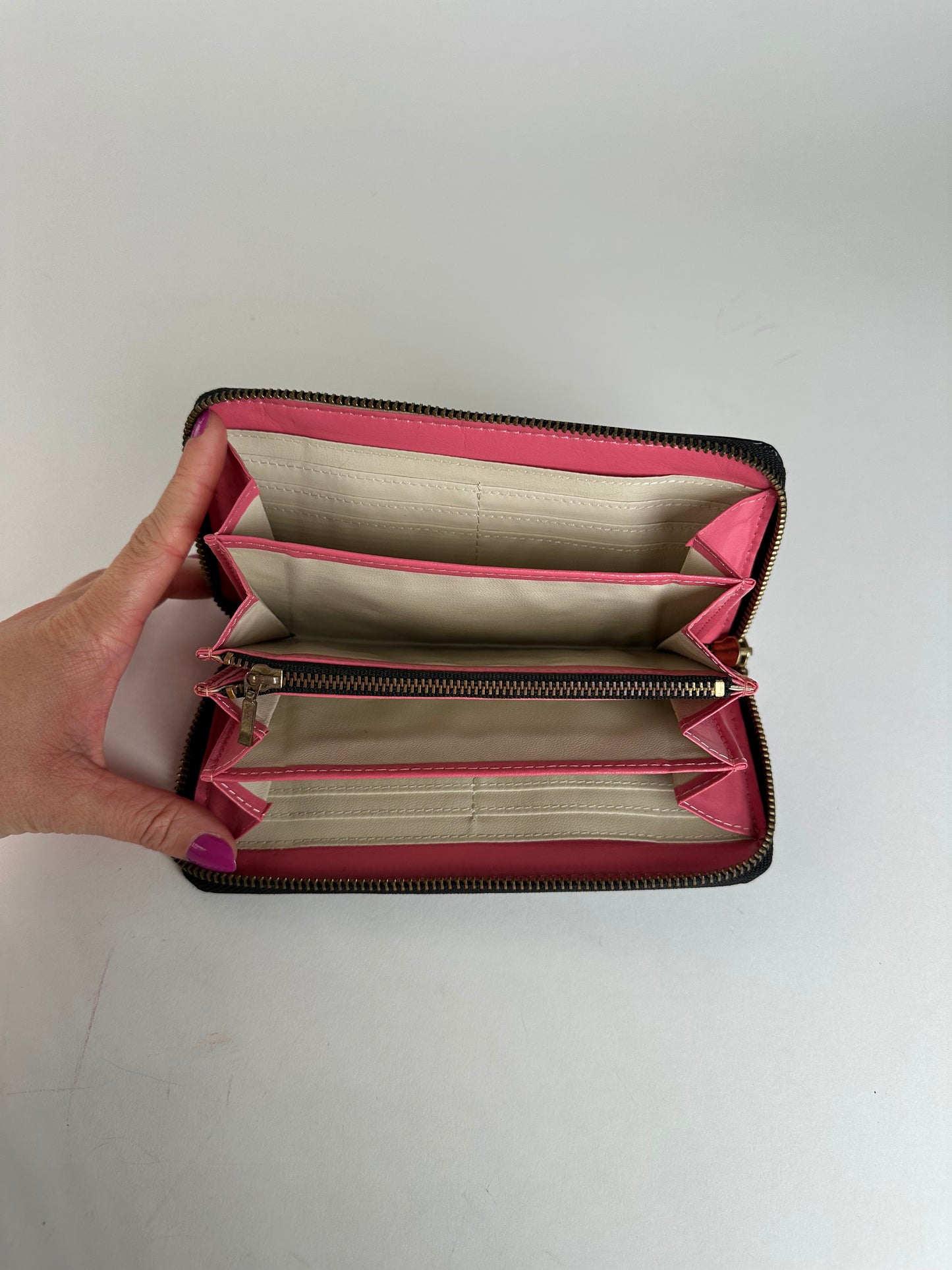 Vintage Junko Koshino Zip-Around Wallet Leather Black