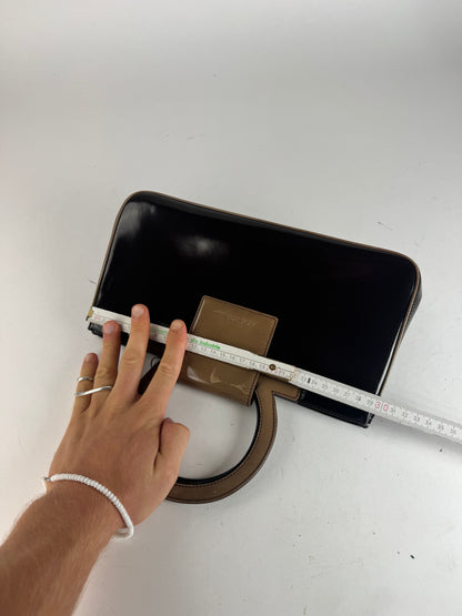 Vintage Salvatore Ferragamo Patent Leather Bag black brown