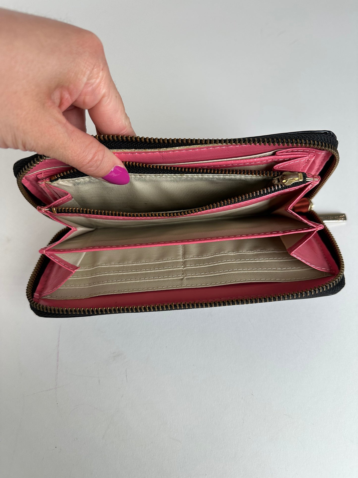 Vintage Junko Koshino Zip-Around Wallet Leather Black