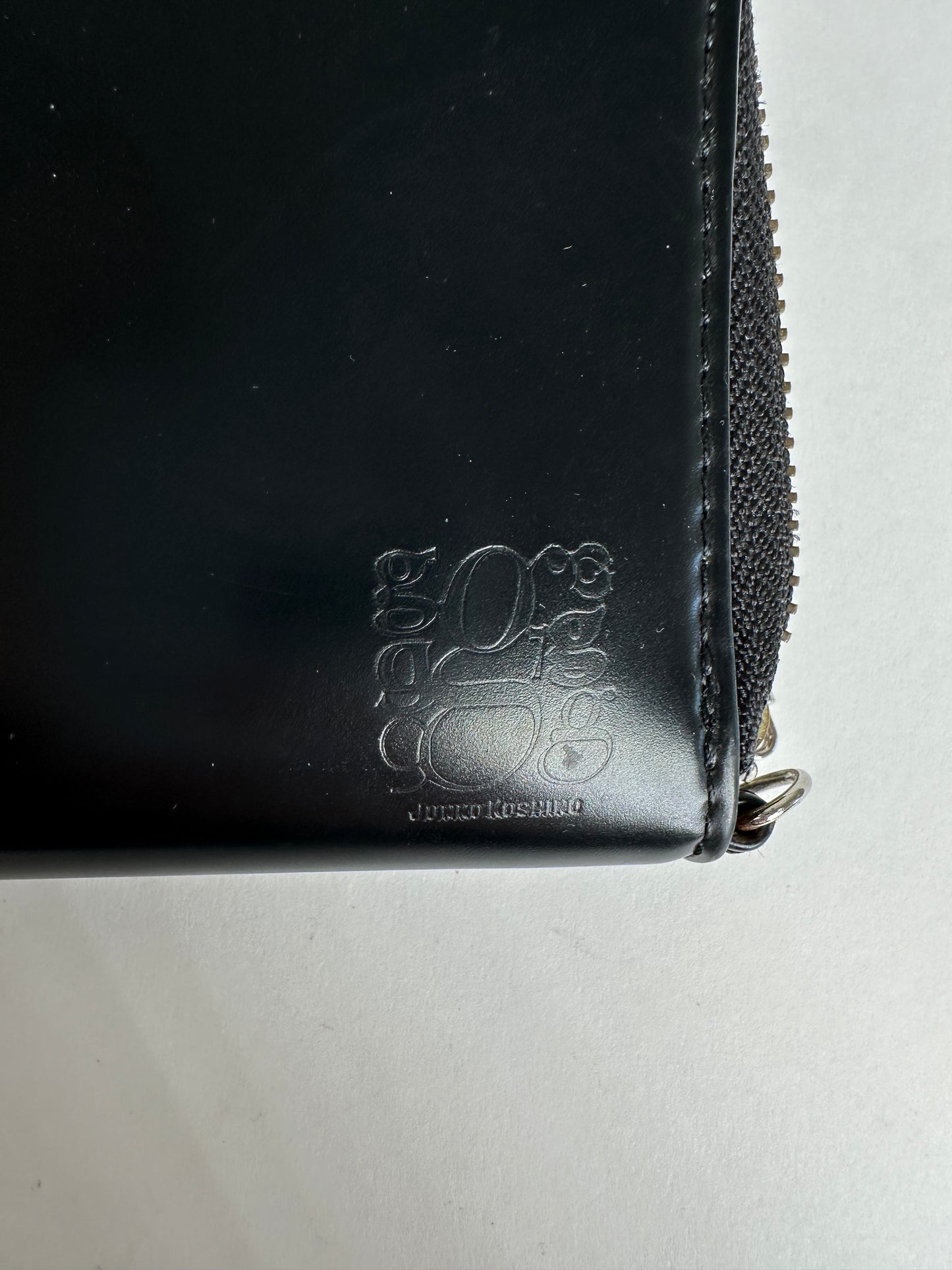Vintage Junko Koshino Zip-Around Wallet Leather Black