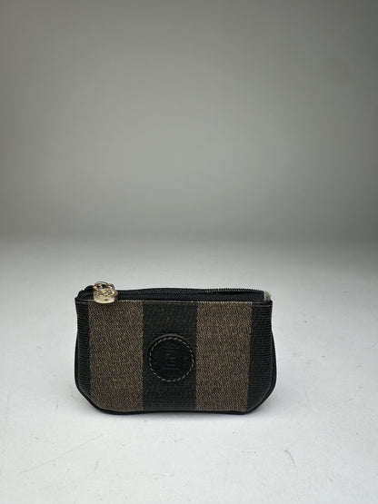 Vintage Fendi Card Holder Striped Brown